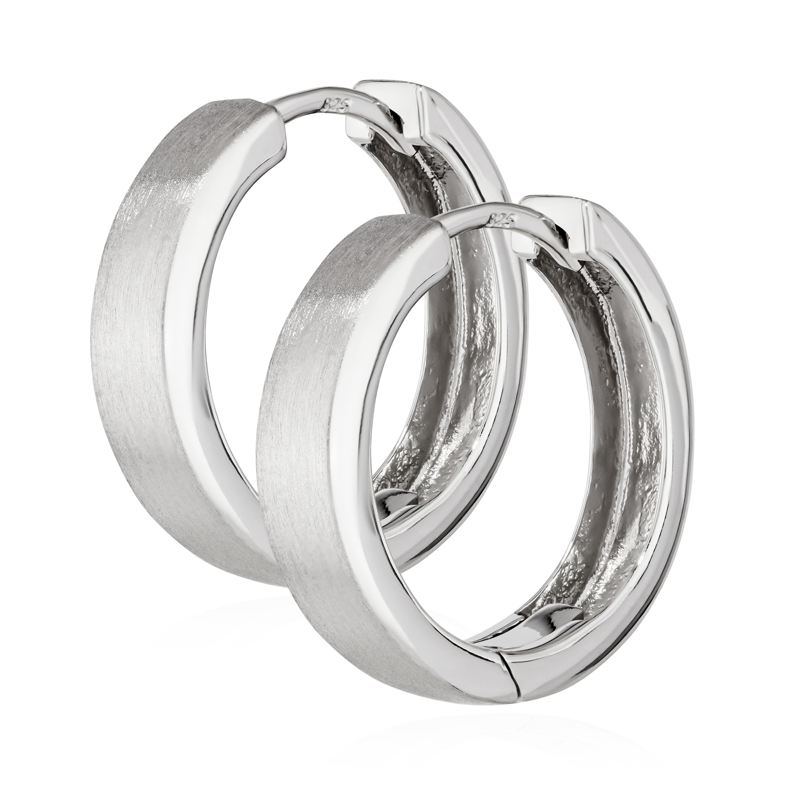 NKlaus silver pair 925 sterling silver hinged earrings 17,7mm matt tarnish 4798