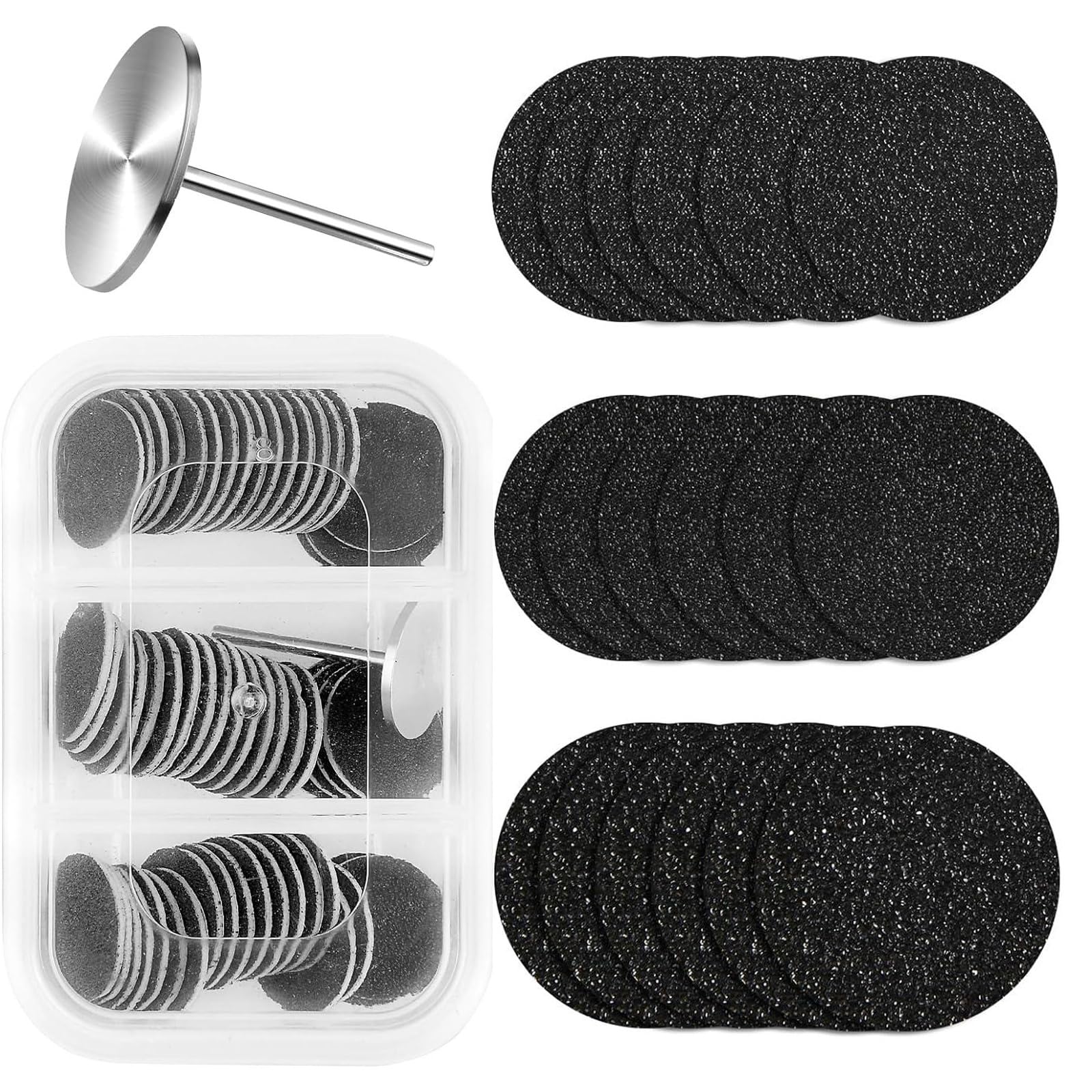 XIATIAN 60Pcs Sanding Paper Discs for Pedicure, Callus Remover Sandpaper, Replaceable Sandpaper Discs, Foot Files Discs with Nail Drill Bit for Manicure Pedicure Dead Skin Callus Removal#80#120#180
