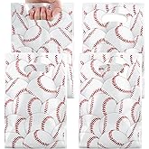 peony man 50 PCS Baseball Plastic Gift Bags Baseball Party Favor Bag with Handle Baseballs Treat Candy Bags for Sport Themed Goodie Bag Sports Team Birthday Party Home Candy Cookie Snack Supplies