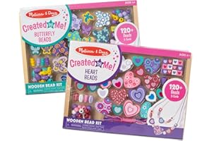Melissa & Doug Lot de 2-250 perles en bois Motif cœurs et papillons