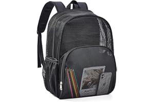 COVAX Heavy Duty Mesh Backpack, See Through College Mesh Backpack for Work, Sports Events