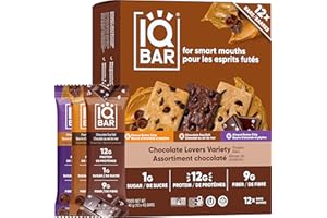 IQBAR Clean Plant Protein Bars - Chocolate Lovers Variety - 12 Count - Keto, Vegan, High Fiber, Gluten and Dairy Free, Low Su