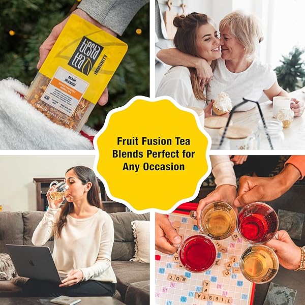 TIESTA TEA MAUI MANGO, LOOSE LEAF, MANGO PINEAPPLE HERBAL TEA, PREMIUM NON-CAFFEINATED FRUIT BLEND, MAKES HOT OR ICED & BREWS UP TO 25 CUPS, 2.2 OUNCE RESEALABLE POUCH