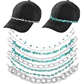 Geyoga 9 Pcs Trucker Hat Chains Trucker Hat Charms Women Man, Turquoise | Green Hat Chains, Bill Decoration, Detachable, DIY, Metal Chain, for Mesh Baseball Cap