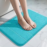 Yimobra Memory Foam Bath Mat, Super Soft Absorbent Bathroom Rug Non Slip, Quick Dry, Machine Washable Floor Carpet for Tub Shower, Home Decor Accessories, 24x17, Lake Blue