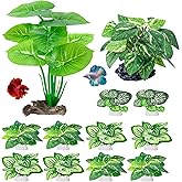 CousDUoBe 12 Pcs Betta Fish Tank Decor，Silk Aquarium Plants Green Fish Tanks Decoration Plants, Aquarium Decorations Green Plants