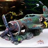 XUBX Aquarium Decoration Rock Resin Combat Aircraft Ornament 24 cm
