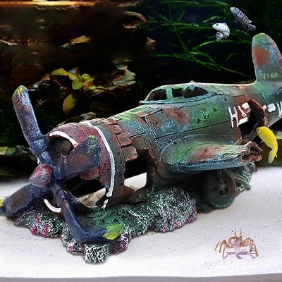 XUBX Aquarium Decoration Rock Resin Combat Aircraft Ornament 24 cm
