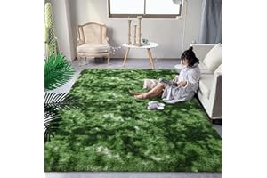 DweIke Fluffy Modern Area Rugs for Living Room Bedroom, 3x5 ft Plush High Pile Dark Green Rug for Kids Girls Room Nursery Home Decor, Upgrade Non-Slip Girls Bedroom Soft Indoor Rug, Dark Green