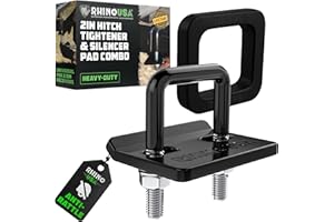 Rhino USA Hitch Tightener Anti Rattle Clamp with Silencer Pad (for 1.25 and 2 inch Hitches) Heavy Duty Steel Trailer Hitch Stabilizer - Weatherproof Protective Anti-Rust Silencer for Receiver