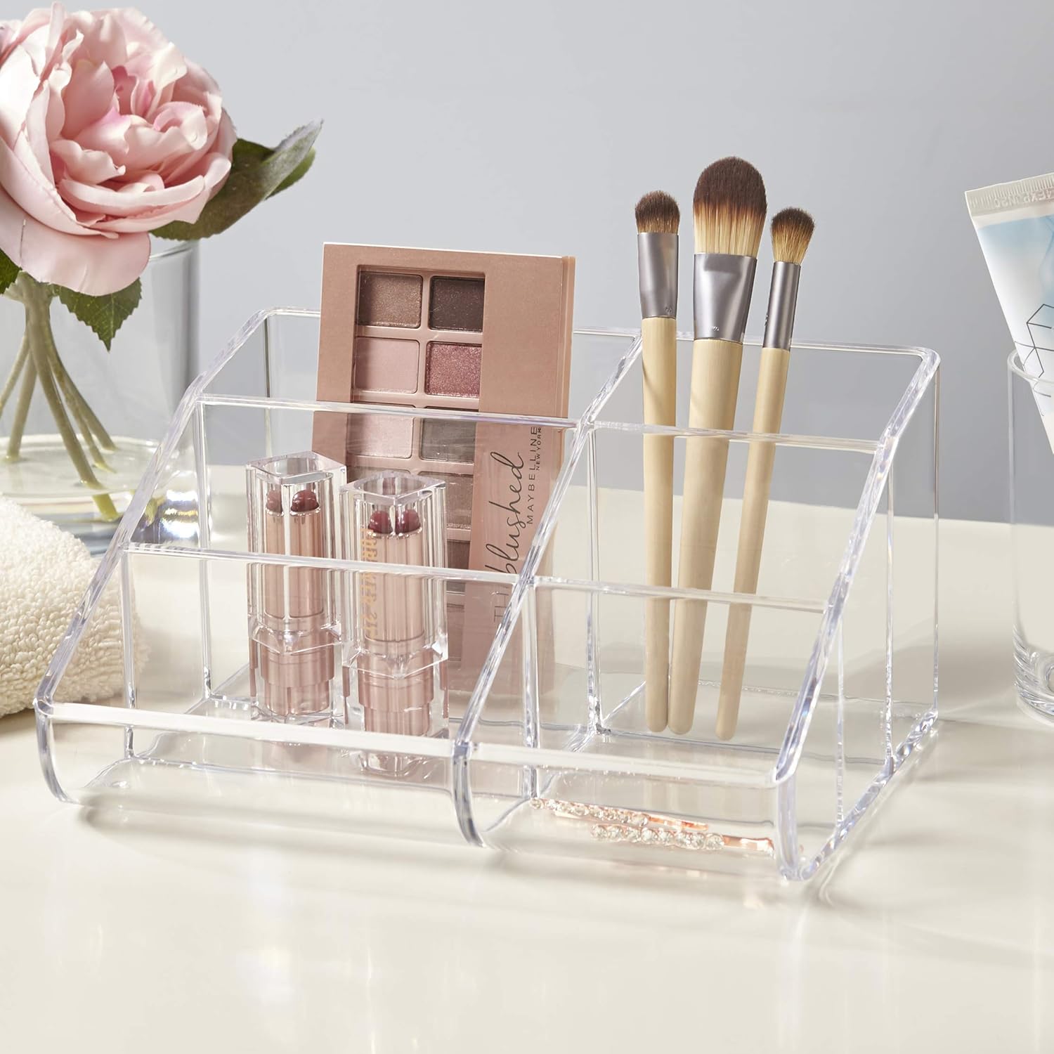 STORi Clear Plastic 6-Compartment Vanity Makeup Organizer: Home & Kitchen