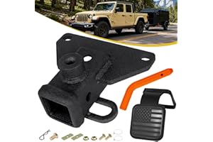W&JWN 2" Class 3 Trailer Hitch Receiver Fit for Jeep Gladiator JT 2020-2025, Heavy Duty JT Pickup Truck Tow Receiver Kit with American Flag Trailer Hitch Cover. (Orange Hitch Pin)