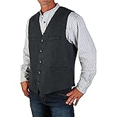The Celtic Ranch Wool Blend Irish Tweed Mens Vest with Full Back, Adjustable Fabric Belt, 4 Pockets, and Herringbone Pattern