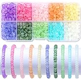Guoxin 800Pcs Abacus Glass Beads for Woman Bracelet Crystal Glass Charm Rondelle Spacer Beads DIY Craft Jewelry Making 3x6mm (JAD)