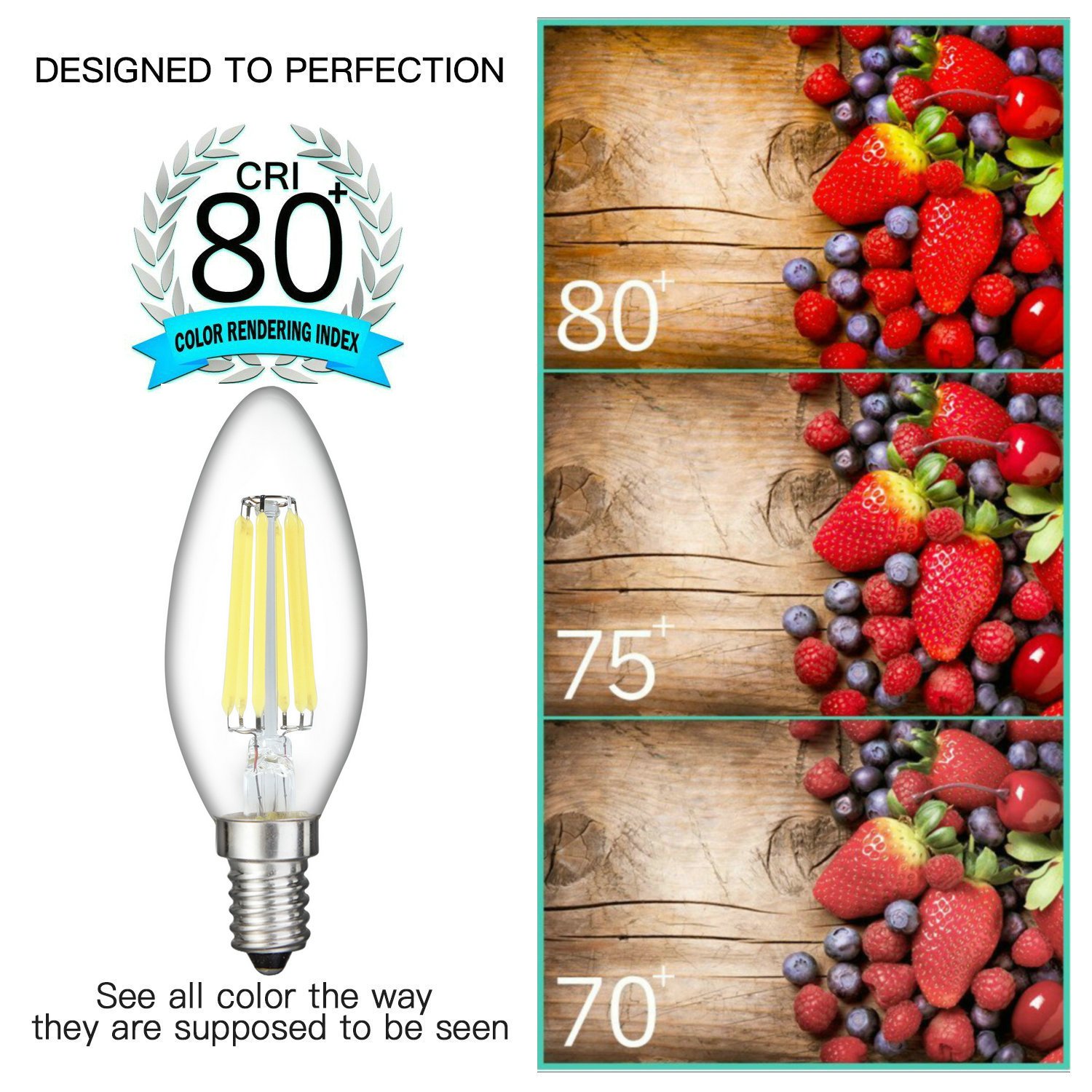 LED Candelabra Bulb Dimmable(not for GE) 60W Equivalent Daylight (6000K