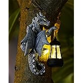 Goodeco Dragon Tree Hugger Solar Lantern Garden Statue - 9.3 Inch Resin Dragon Decor for Outdoor, Perfect Garden Gift & Yard Decor