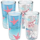 Tervis Ocean Life Dive Made in USA Double Walled Insulated Tumbler Cup Keeps Drinks Cold & Hot, 16oz - 4pk - Unlidded, Assorted