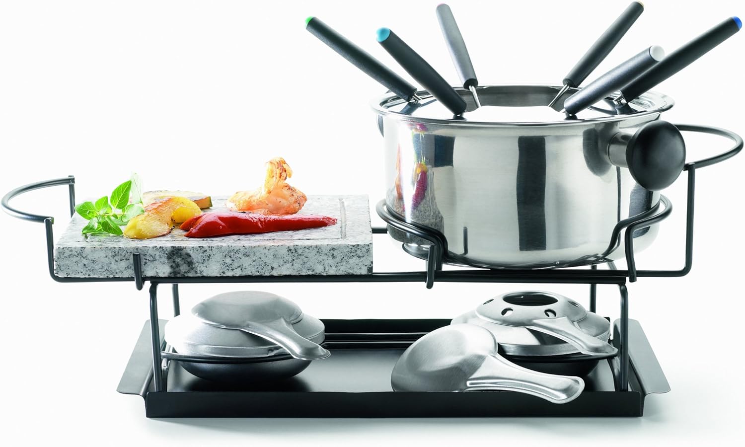 Domestic 12Piece Fondue Set with a Hot Stone Amazon.co.uk Kitchen & Home