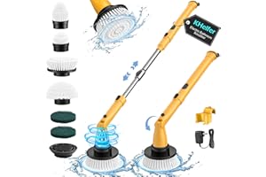 kHelfer Electric Spin Scrubber Kh8, 2024 Upgrade Cordless Shower Scrubber 8 Replacement Head, 1.5H Bathroom Scrubber Dual Speed, Shower Cleaning Brush with Extension Arm for Bathtub Tile Floor