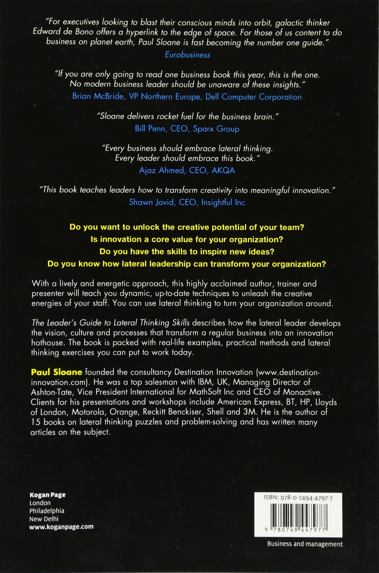 The Leader s Guide to Lateral Thinking Skills Unlocking the Creativity and Innovation in You and Your Team Paul Sloane Amazon Books
