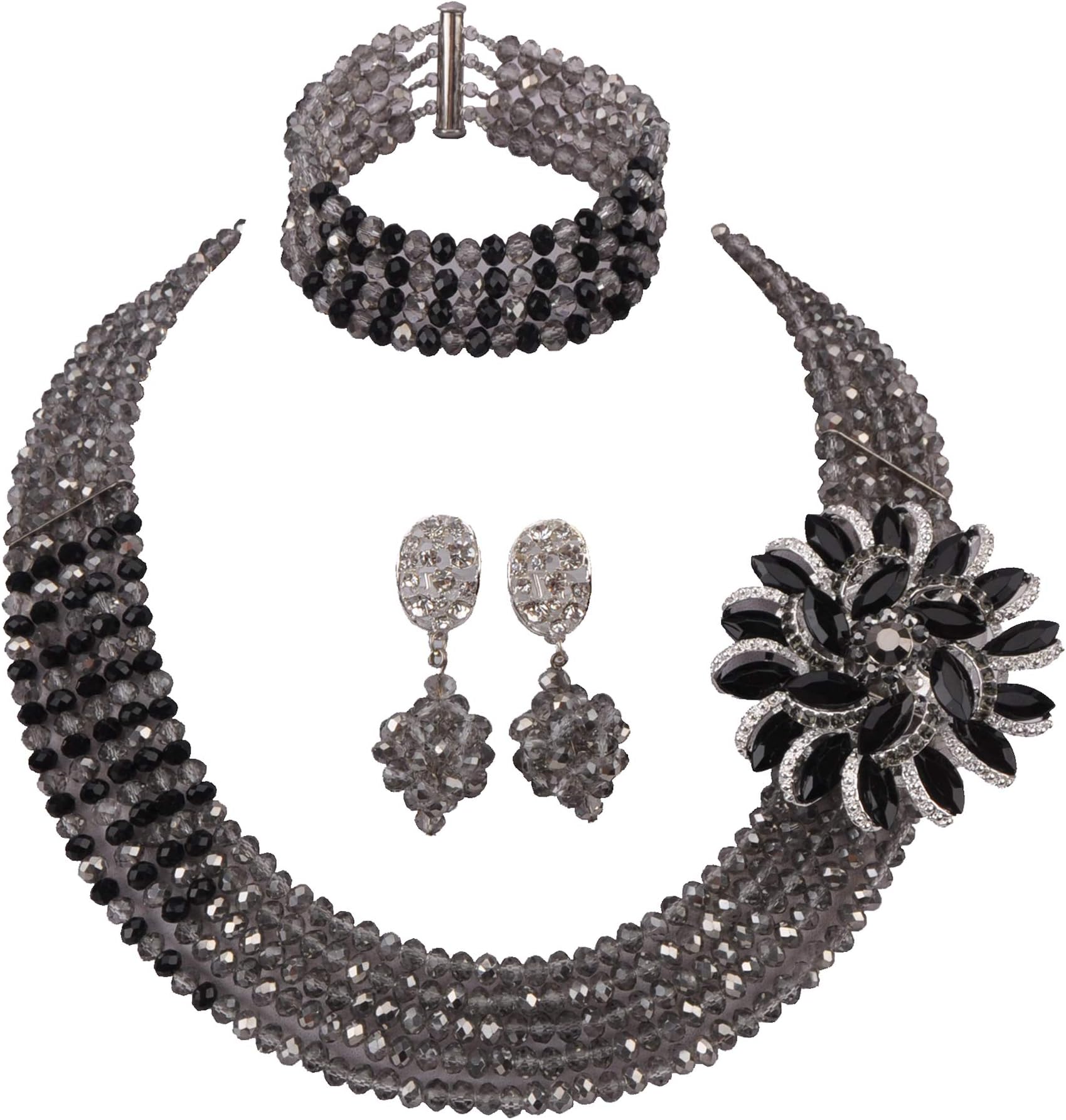 5 Line Purple Jewelry Set Nigeria Traditional Wedding Jewelry Set African Jewelry Set Bridal Necklace