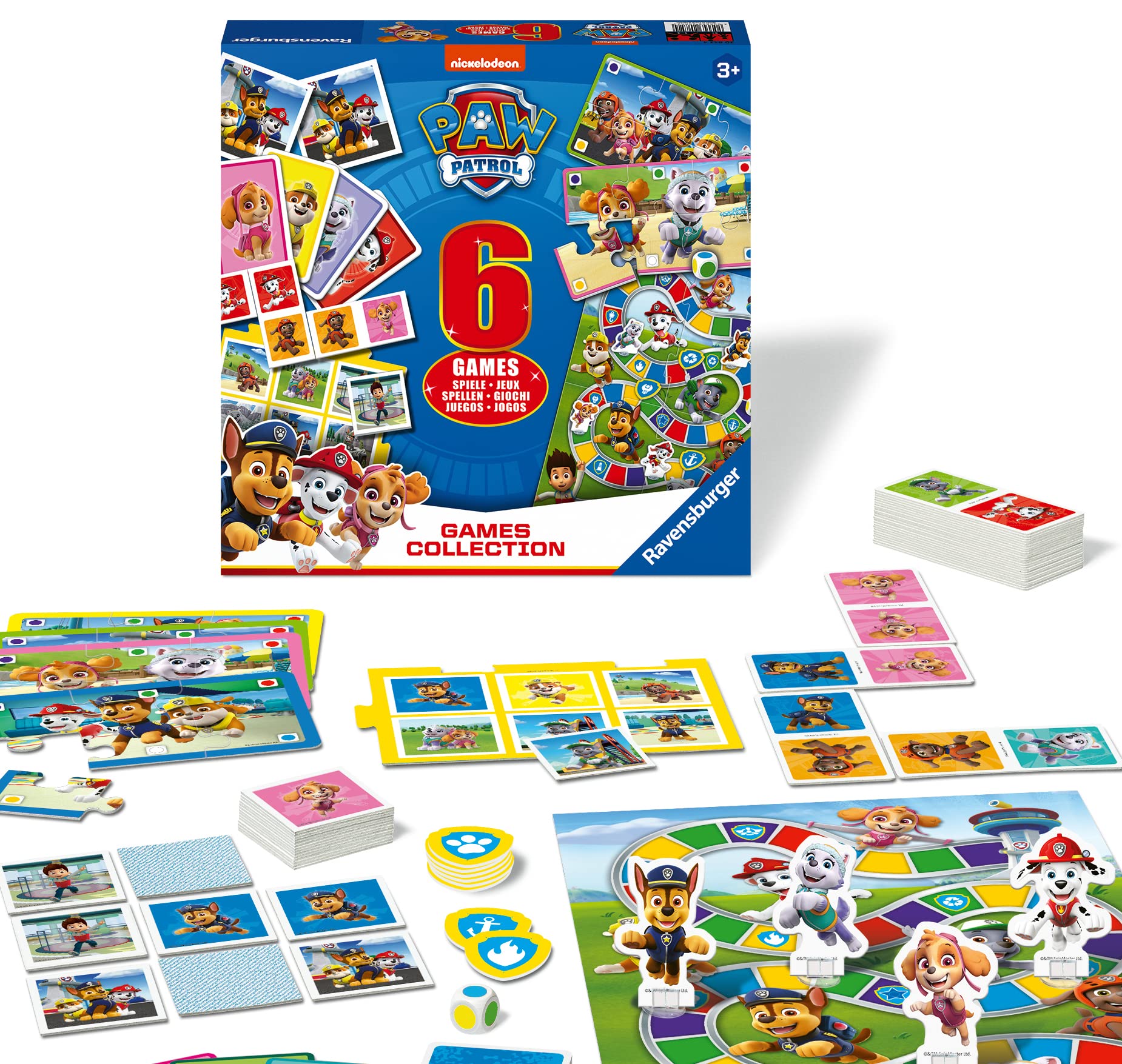 Ravensburger Paw Patrol 6-in-1 Games Set for Kids Age 3 Years Up - Memory, Lotto, Dominoes, Dice Puzzle Game, Happy Families and Board Game