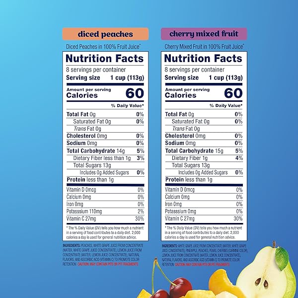 DOLE DICED PEACHES AND CHERRY MIXED FRUIT IN 100% JUICE VARIETY PACK – DOLE FRUIT BOWLS SNACKS – 4 OZ BOWLS – 16 PACK