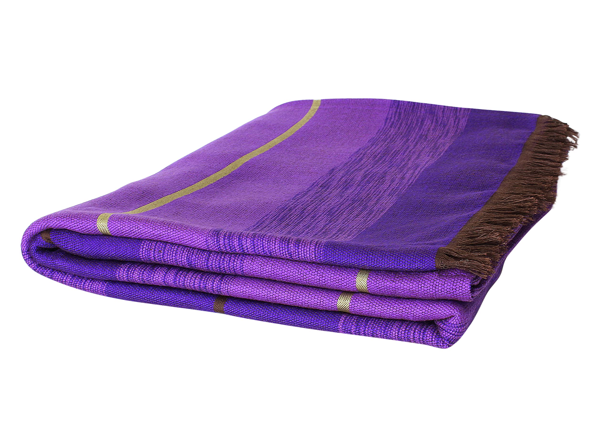 ESSENCE OF MOROCCO Moroccan Throw Blanket Bedspread Sofa Cover Handwoven. Cotton, Wool and Sabra Silk 106 in x 67 in / 270 cm x 170 cm (Purple)