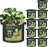 T4U 5 Gallon Grow Bags with Handles 10 Pack for Vegetables UK Gardeners