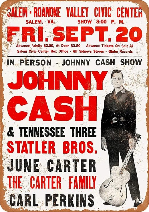 Sary Buri Metal Poster Sign Johnny Cash In Virginia Cartel De Arte