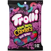 Trolli Sour Brite Crawlers Very Berry Candy, Sweet &amp; Sour Gummy Worms, 5 oz | Very berry sour gummy worms, peg bag, snacking, sharing, on-the-go, lunchbox