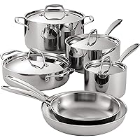 Tramontina 80116/248DS Gourmet 18/10 Stainless Steel Induction-Ready Tri-Ply Clad 10-Piece Cookware Set, Stainless