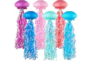 YOVIWEI Jellyfish Paper Lanterns, 6 Pack Pink Purple Blue Under the Sea Party Decorations, Hanging Jelly Fish for Mermaid Ocean Themed Party Decorations Baby Shower Room Decorations