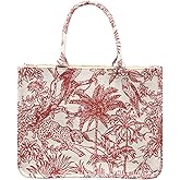 Leanoria Luxury Large Tote Bag Retro Embroidery Jacquard Handbag Cotton Linen Bags for Women