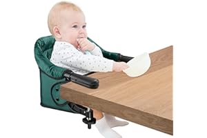 TOOGEL Hook On Chair, Safe and High Load Design, Fold-Flat Storage and Tight Fixing Clip on Table High Chair, Removable Seat Cushion, Attach to Fast Table Chair (Dark Green)