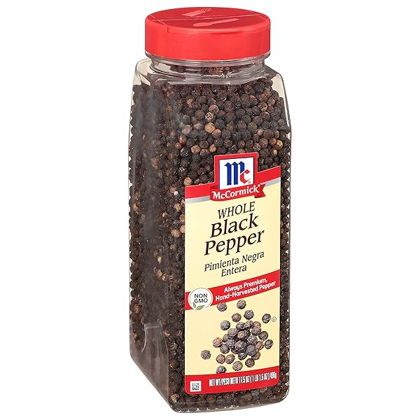 MCCORMICK WHOLE BLACK PEPPER (MADE WITH WHOLE PEPPERCORNS), 17.5 OZ