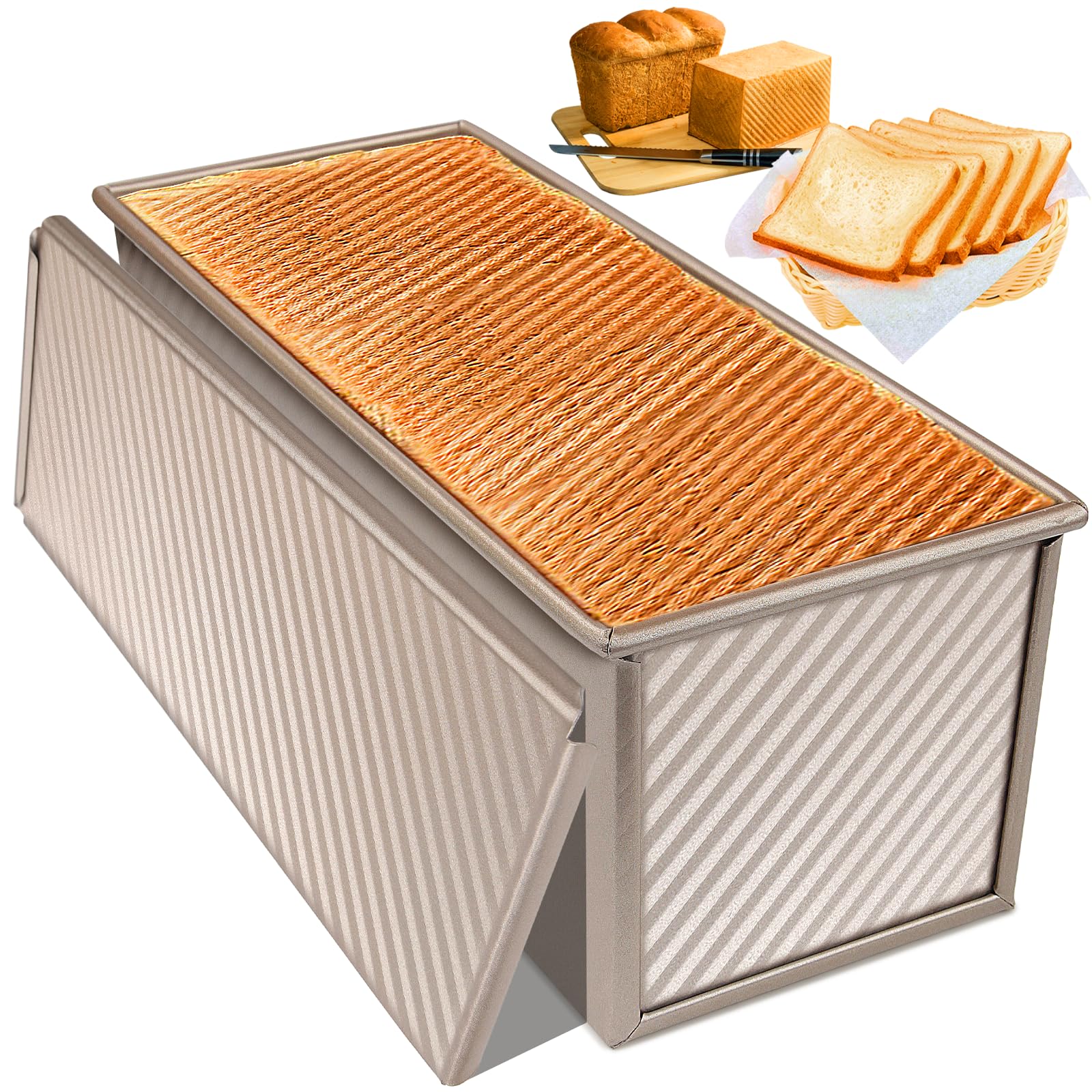 Lonely high heels Pullman Loaf Tin with Lid 1000g Dough Bread Loaf Tin Pullman Loaf Pan Bread Tin with Lid Aluminum Steel Non-Stick Bread Tins with Ventilation Holes 35x14x12cm for Bake Toast Bread