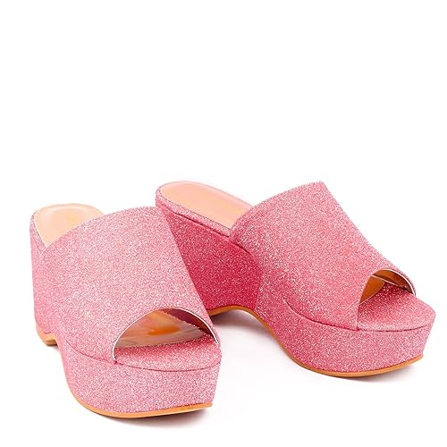Buy Dech Barrouci Flash Pink Wedge Heels Medium Heels Comfortable
