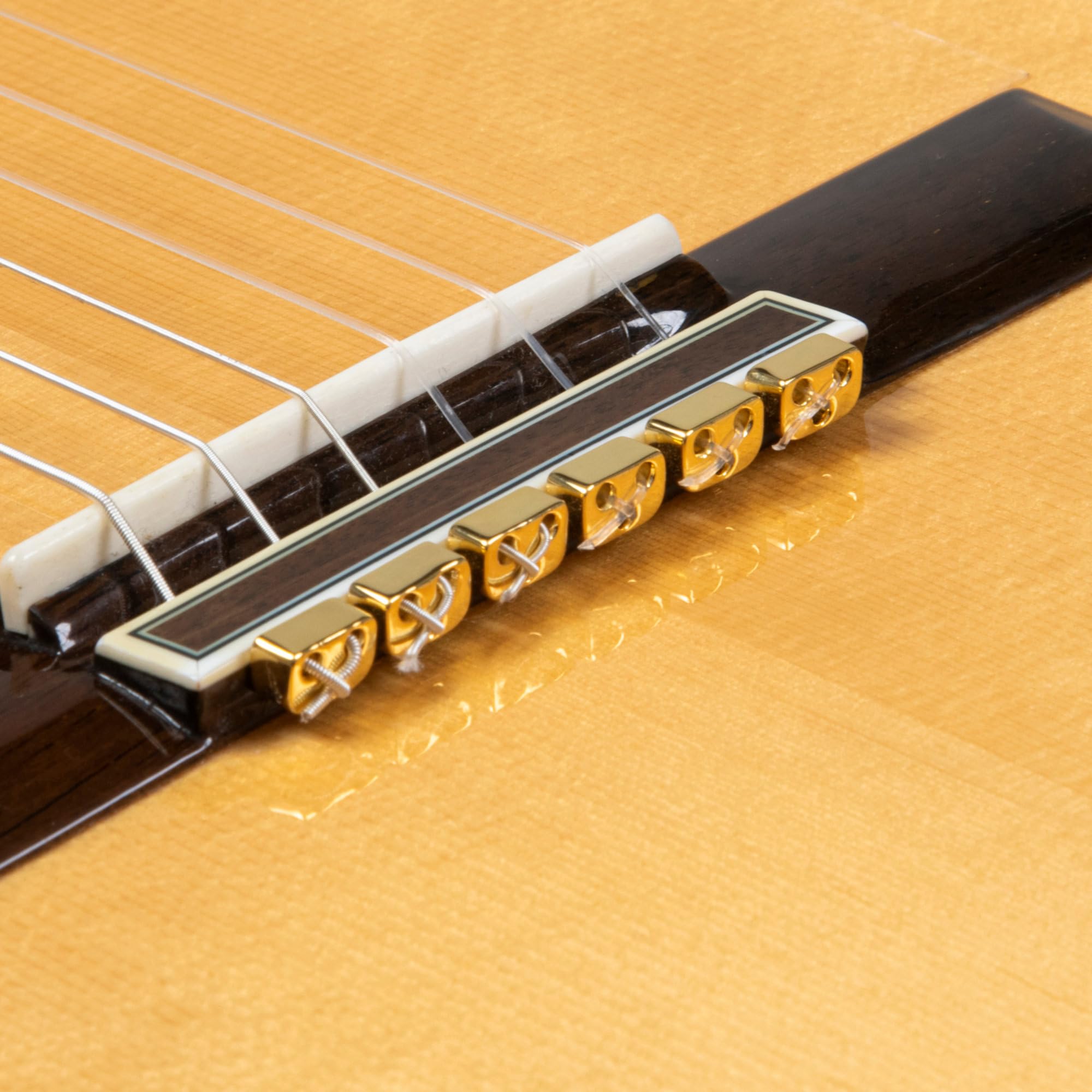 Classical Guitar Bridge Beads – Golden Metal Tie Blocks for Nylon Strings – Fits Flamenco Guitars by Alba GB