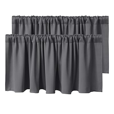 Buy Wontex Grey Kitchen Curtains Valances 42 X 18 Inch Long Set Of 2 Pieces Short Thermal Blackout Curtains For Small Window Room Darkening Rod Pocket Cafe Curtain Panels Online In Italy B086qsn7qn