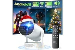 Mini Projector with Upgraded HiFi Speaker, [Built-in Apps] 4K Projector WiFi6 & 5.0 Bluetooth Portable Projector with Auto Ke