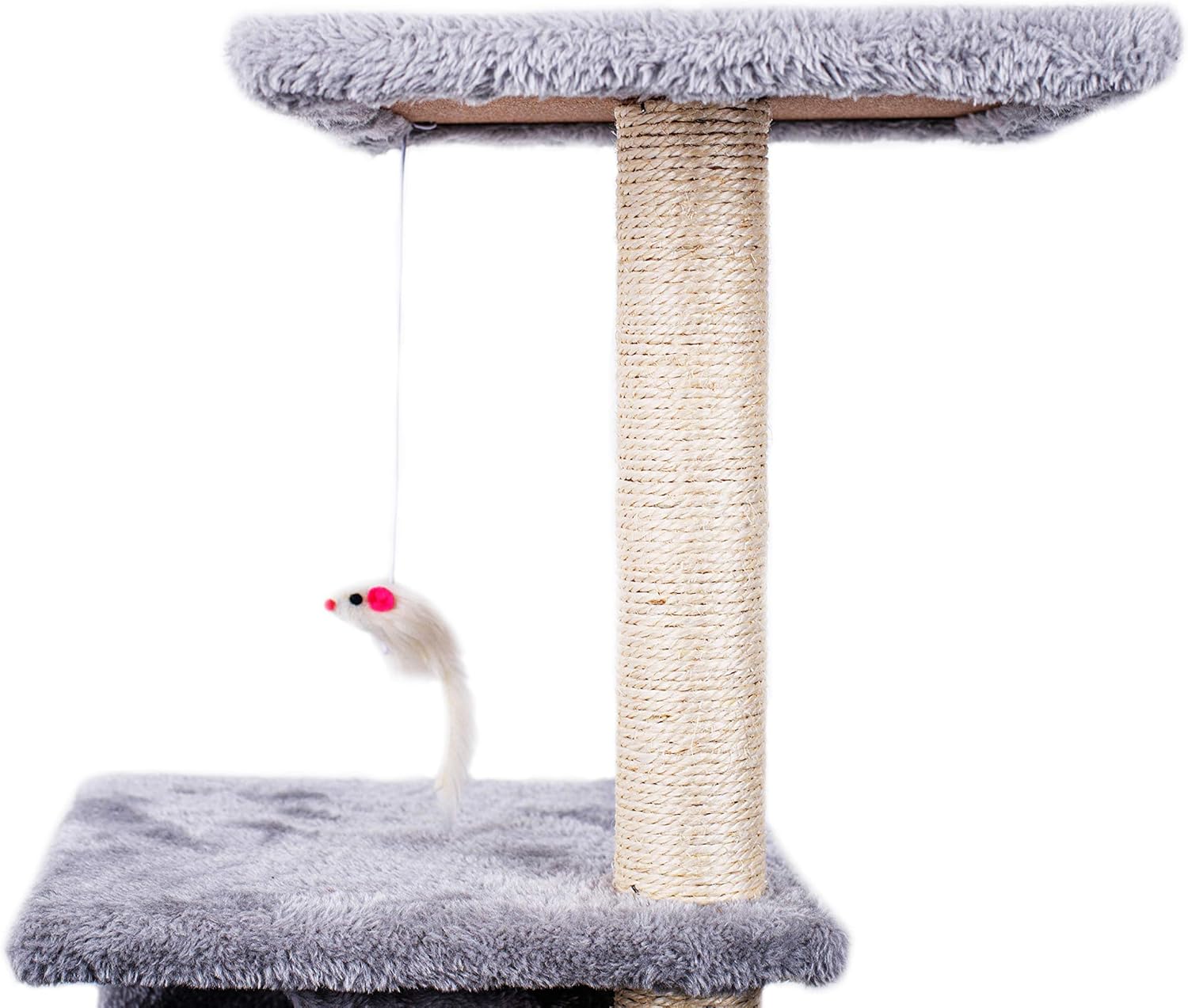 Cat Tree, 95cm Cat Scratch Posts 4 Tier Stable Climbing Tower Activity Trees, Beige - Image 5