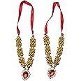 Aditri Creation Set of 2 Stone Mala Set for Laddu Gopal/Devi Maa/Radha Krishna/Indian Traditional God Goddess Haar Sringar jewellary Set for God Statue for Festival Decoration(Size:-3'')(Red Golden)