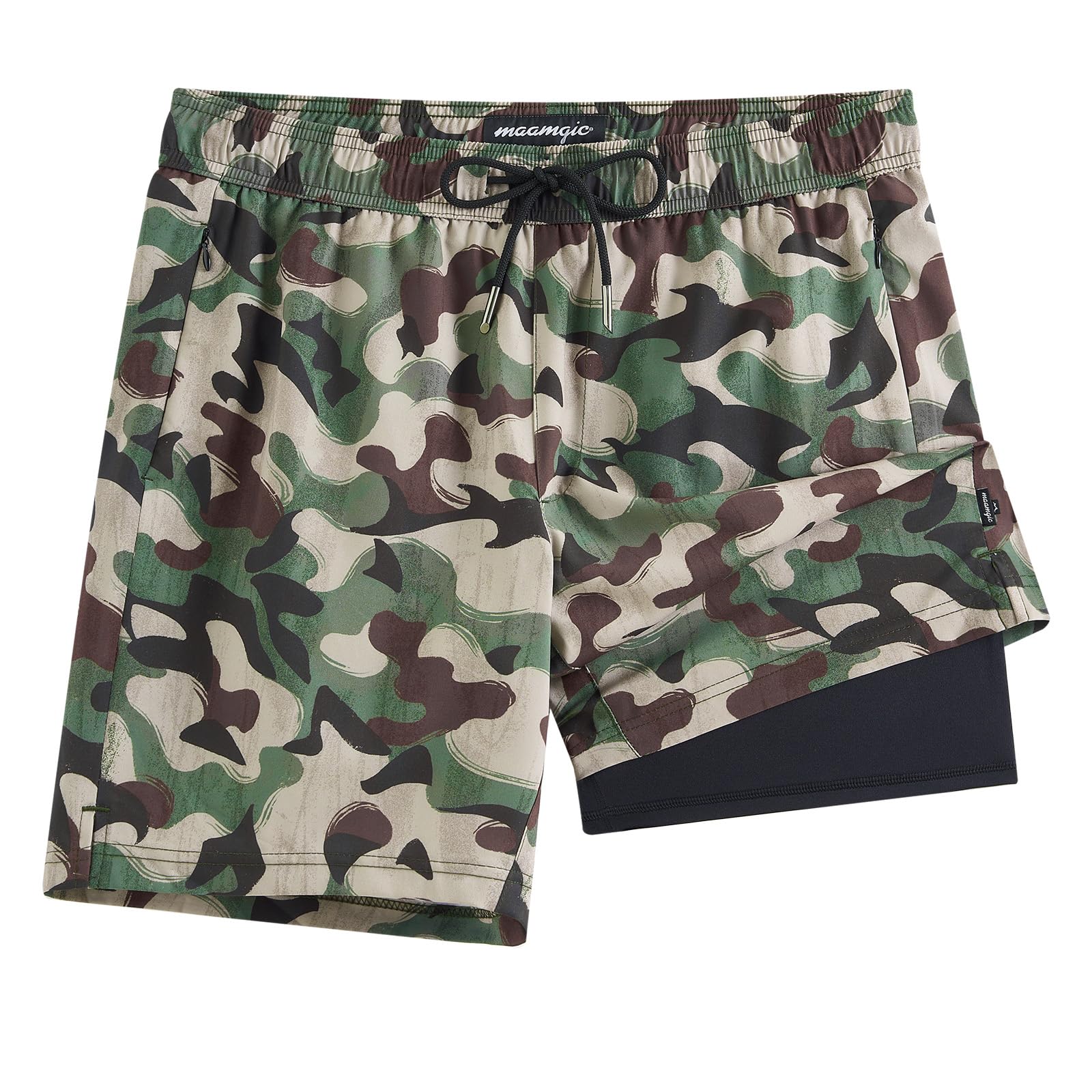 maamgic 2 in 1 Mens Swim Trunks 7 Inch Swim Shorts Swim Suits Board Shorts Image