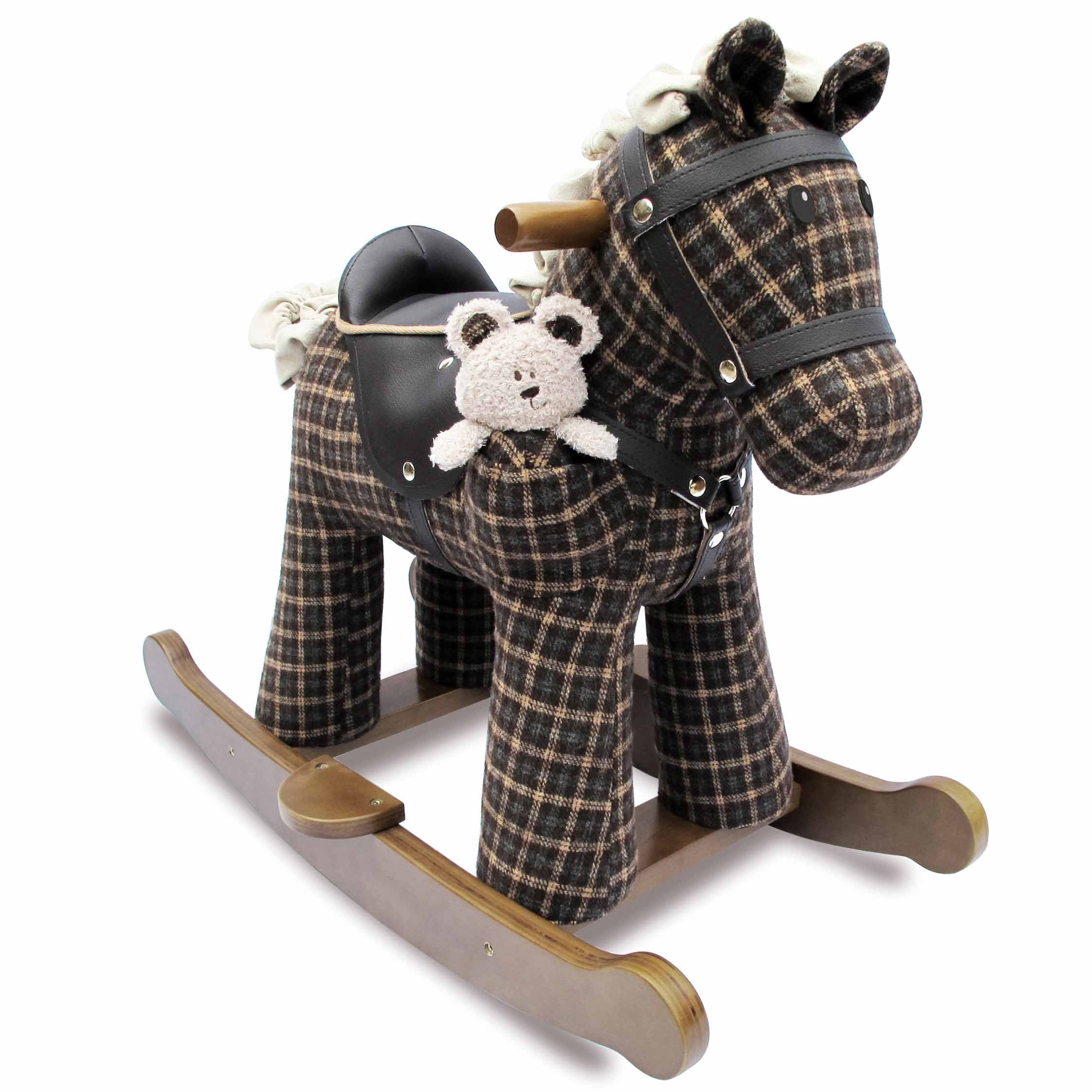 Little Bird Told Me - Rufus & Ted Rocking Horse for Baby/Toddler 9+ Months Unisex - Leatherette Saddle & Bridle, Solid Wooden Frame & Rockers, Removable Plush Toy - British Brand Since 2007