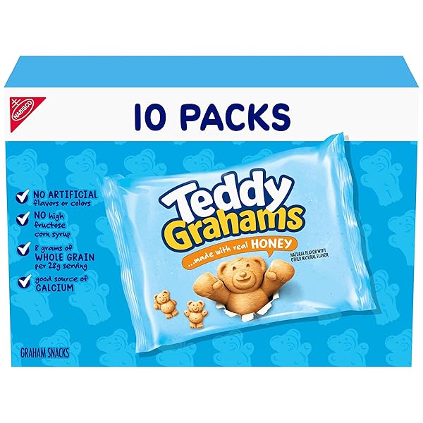 TEDDY GRAHAMS HONEY GRAHAM SNACKS, 10 KIDS SNACK...