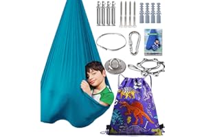 LIZZNOE Indoor Therapy Sensory Swing, Special Needs Joy Cuddle Ceiling Snuggle Swings, Outdoor Room Adjustable Fabric Hammock, ADHD, Aspergers, Autism, Sensory Integration, Kids Boy Girl Children Teens Gift