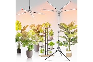 FECiDA Gamechanger! 36W 4Head Grow Light with Tripod Stand, 2025 Big Coverage LED Grow Lights for Indoor Plants, Bonsai Tree, Full Spectrum Tall Plant Growing Lamp 4,8,12,16 Hr Timer