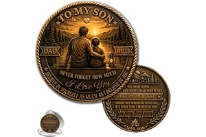 VINCUSTOM Personalized to My Son Challenge Coin, Custom Name Father Son Sunset Lake Camping Scene, Just Do Your Best Believe in You, Vintage Encouragement Keepsake Gift from Dad, Birthday, Graduation
