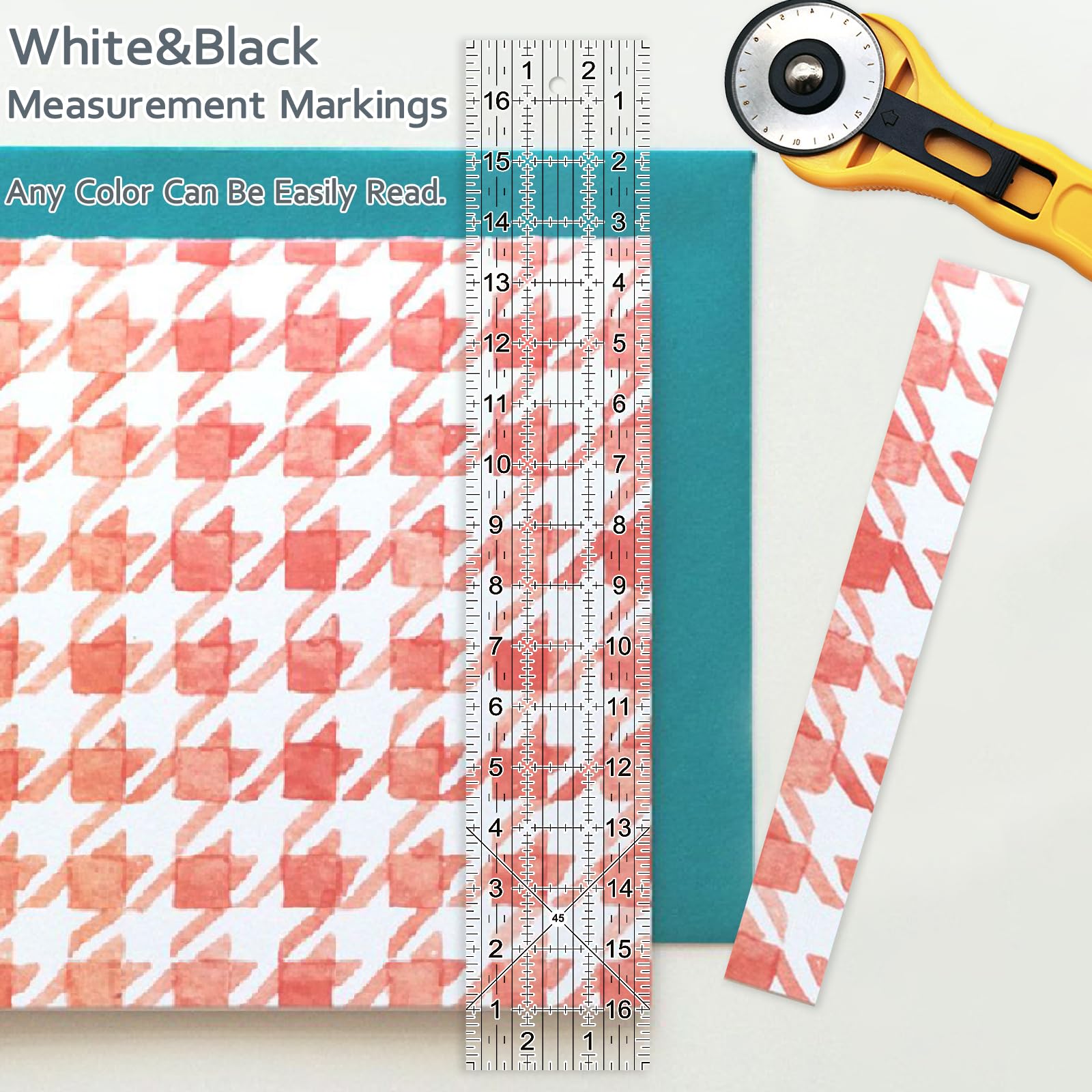 Acrylic Quilters Ruler,Sewing Ruler,3-Inch by 17-Inch, Non Slip Rings 15 Pieces for Quilting and Sewing (Clear)